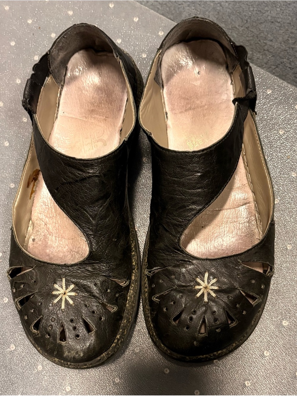 Rieker Black Cutout Leather Mary Jane Flats